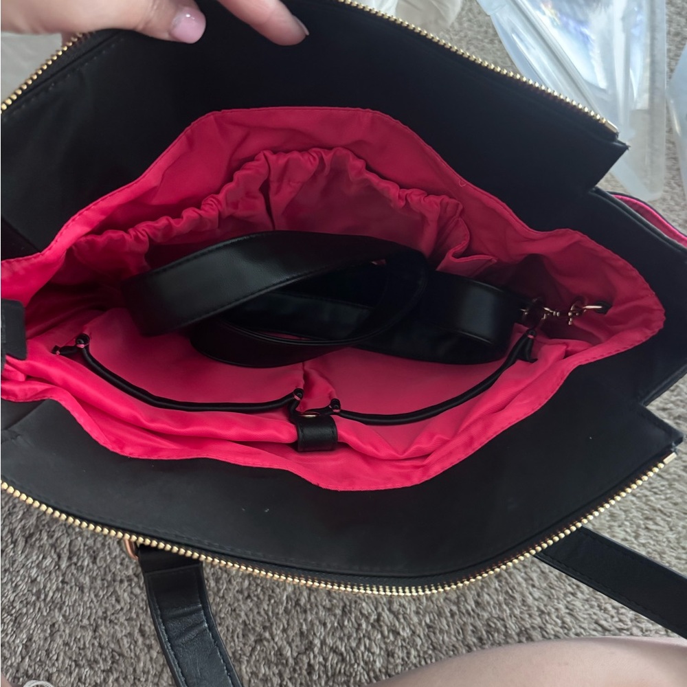Black and Pink Structured Tote Bag